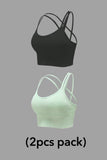 Women's Cross Back Sport Bras Padded Stretchy Strappy Criss Cross Cropped Bras Sexy Yoga Bra Top Workout Fitness Low Impact
