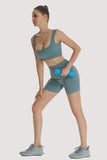 Ribbed Workout Sets for Women 2 Piece Seamless  Sport Bra Crop Tank High Waist Shorts Yoga Outfits