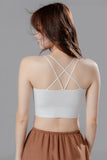 Cross Back Strappy Bra Women Longline  Wire Free  Night Bra Crop Tank Top Daily Wear Bra