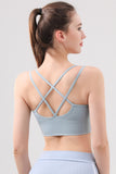 Women's Cross Back Sport Bras Padded Stretchy Strappy Criss Cross Cropped Bras Sexy Yoga Bra Top Workout Fitness Low Impact