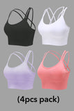 Women's Cross Back Sport Bras Padded Stretchy Strappy Criss Cross Cropped Bras Sexy Yoga Bra Top Workout Fitness Low Impact