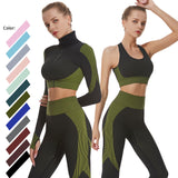 Women Tracksuit Workout Set 3 Piece Sets Sports Bra High Waist Workout Leggings Zipper Crop Top Yoga Wear Fitness