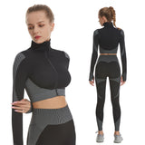 Women Tracksuit Workout Set 3 Piece Sets Sports Bra High Waist Workout Leggings Zipper Crop Top Yoga Wear Fitness