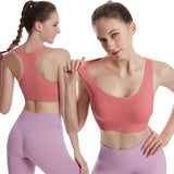 Racerback Sports Bra  Seamless Bra Top Gym Active Wear Yoga Vest Sports Tops With Removeabel Bra Padds