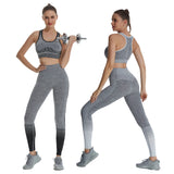 Stripe yoga Bra  Legging Set Women Shockproof Gym Clothing Spandex Fabric Yoga Sets Women Gym Clothes