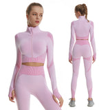 Women Tracksuit Workout Set 3 Piece Sets Sports Bra High Waist Workout Leggings Zipper Crop Top Yoga Wear Fitness