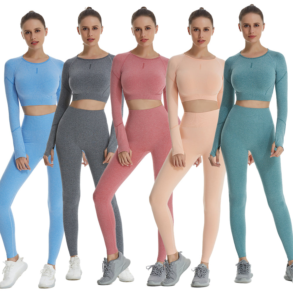  Refoiner Sexy Summer Yoga Set Women Two 2 Piece Long Sleeve  Crop Top T-Shirt Tight Shorts Sportsuit Workout Outfit Gym Sport Set (Color  : B, Size : Medium) (Color : B