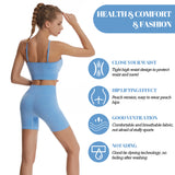 Women's Workout 2 Piece Outfits High Waist Running Shorts Seamless Gym Yoga Crop Top Bra Sets