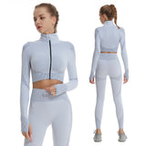 Women Tracksuit Workout Set 3 Piece Sets Sports Bra High Waist Workout Leggings Zipper Crop Top Yoga Wear Fitness