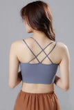 Cross Back Strappy Bra Women Longline  Wire Free  Night Bra Crop Tank Top Daily Wear Bra