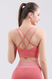 Women's Cross Back Sport Bras Padded Stretchy Strappy Criss Cross Cropped Bras Sexy Yoga Bra Top Workout Fitness Low Impact