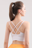 Women's Cross Back Sport Bras Padded Stretchy Strappy Criss Cross Cropped Bras Sexy Yoga Bra Top Workout Fitness Low Impact