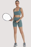 Ribbed Workout Sets for Women 2 Piece Seamless  Sport Bra Crop Tank High Waist Shorts Yoga Outfits